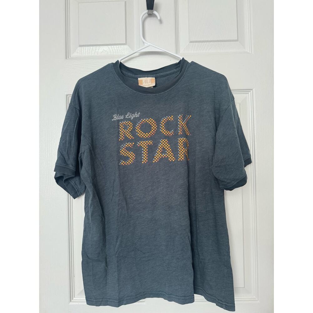 Blue Light Rock Star Graphic T-Shirt Sz: large